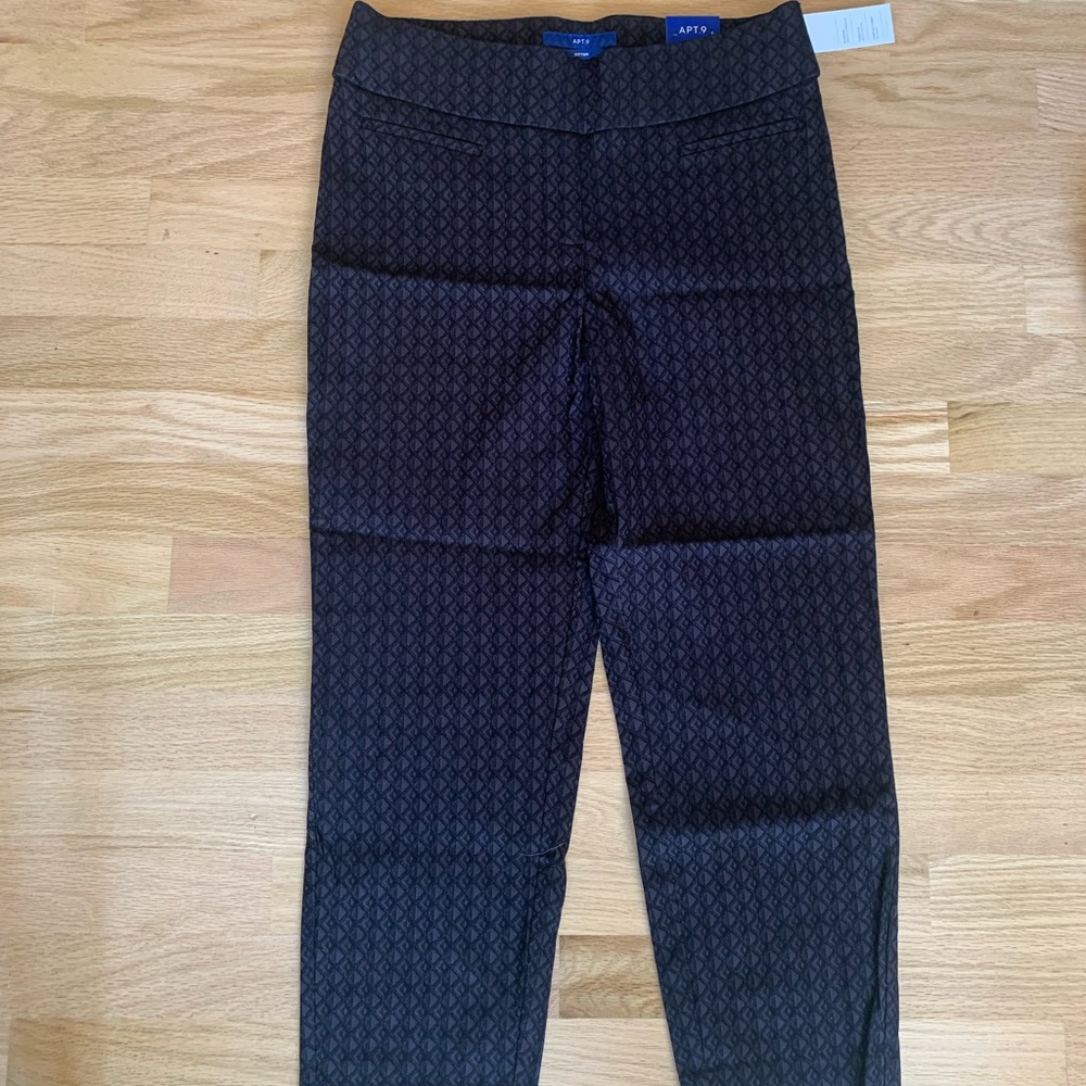 New apt 9 brynn career capri pants sz 10 mid rise gray black
